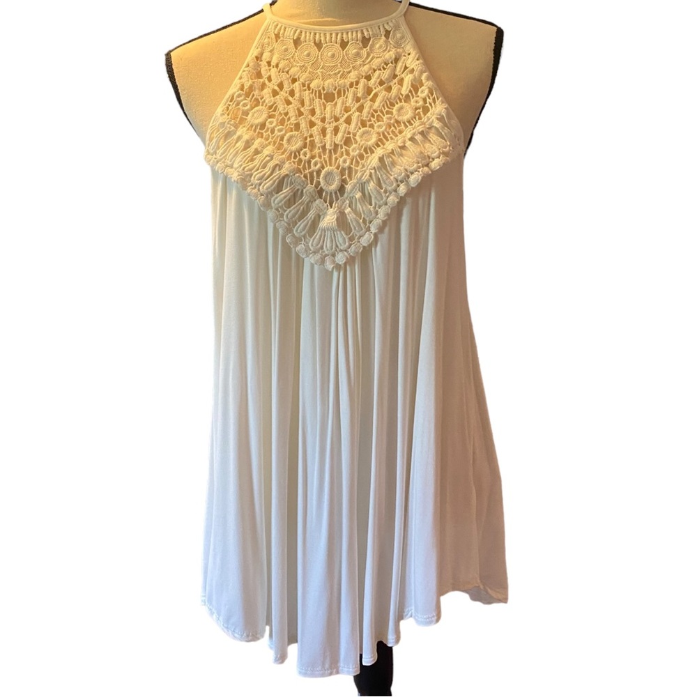 CY Fashion Womens Cream Colored Spaghetti Strap Top (L)